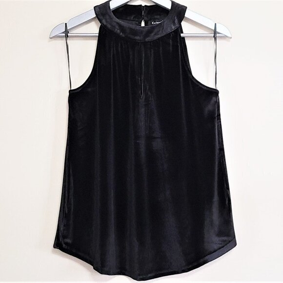 NWT CATHERINE MALANDRINO Velvet Halter Top With Keyhole - Picture 3 of 6